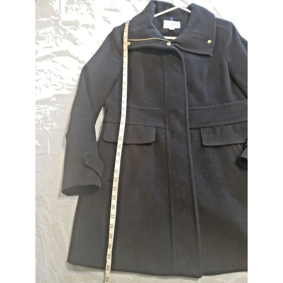Cole Haan Signature Sz 12 Winter Coat Wool Blend Zipped Lined Pockets Black - Picture 7 of 8